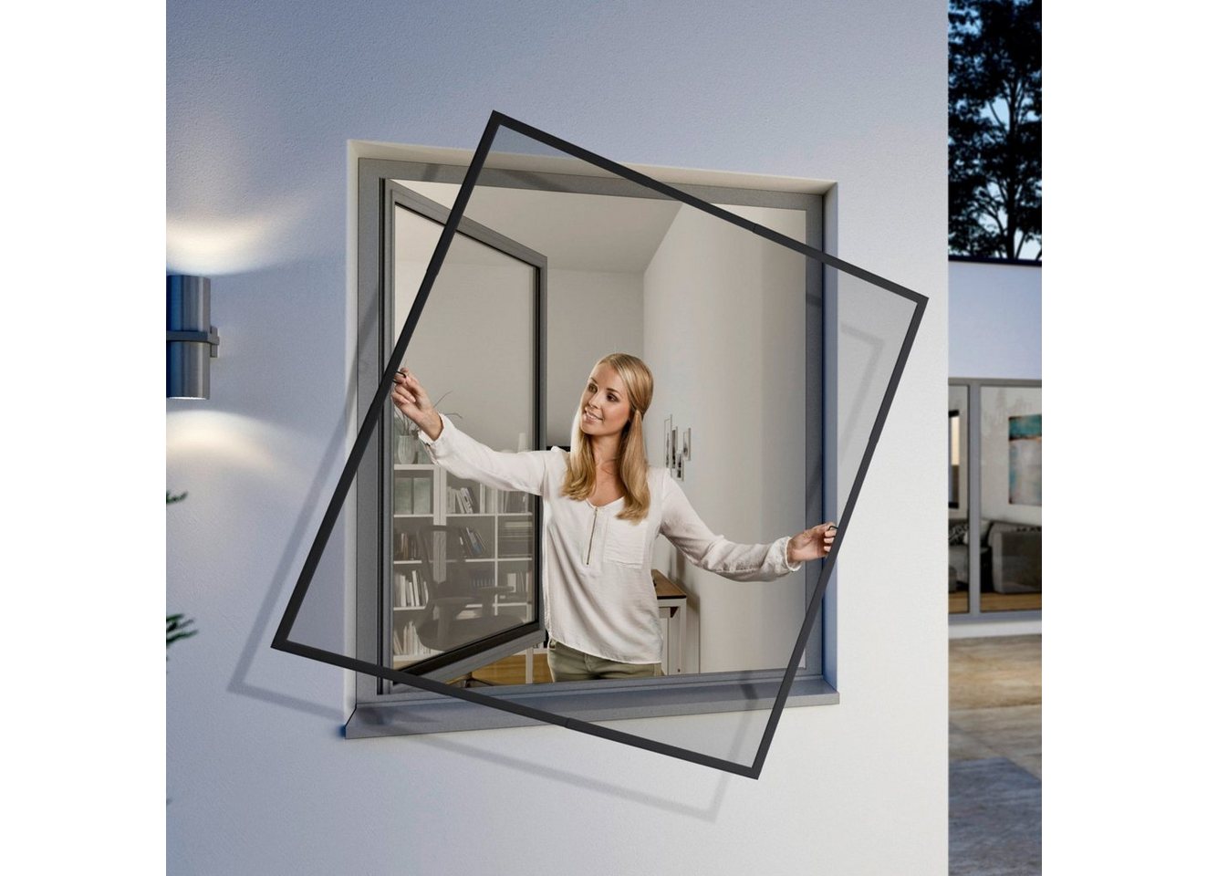 Windhager Insektenschutz-Fensterrahmen Flexi Fit, Fliegengitter teleskopierbar für Fenster, ohne bohren, (1-St), Insektenschutzgitter 130 x 150 cm, erhältlich in anthrazit oder weiß Bild 5
