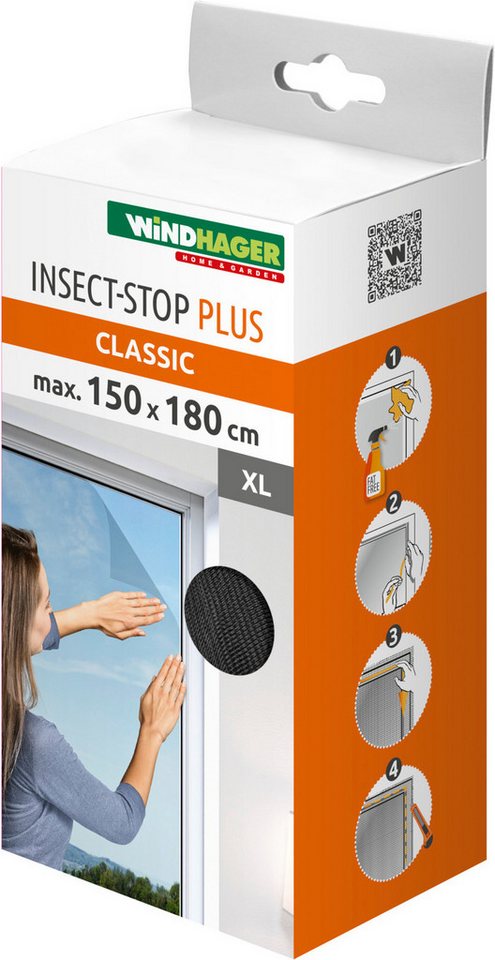 Windhager Fliegengitter-Gewebe Plus für Fenster, Klettband Insektenschutz ohne bohren, 150 x 180 cm, (1-St), Insektenschutzgitter, Moskitonetz erhältlich in anthrazit oder weiß Bild 4