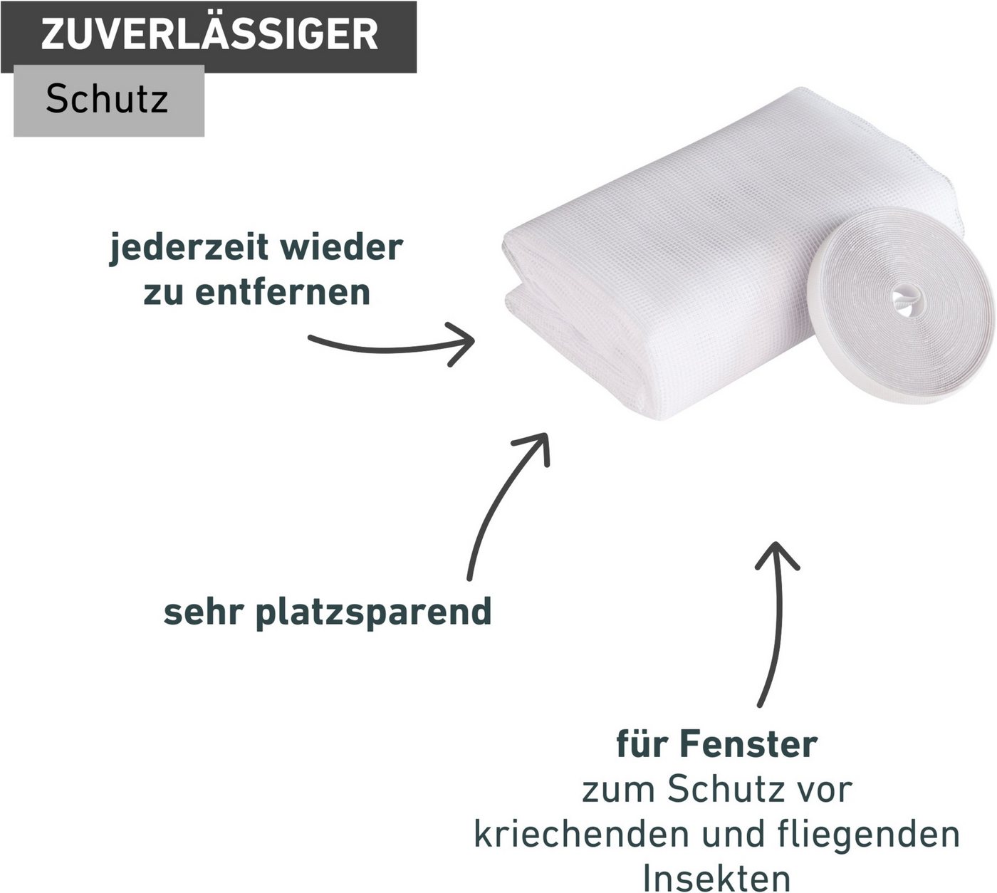Windhager Fliegengitter-Gewebe Plus für Fenster, Klettband Insektenschutz ohne bohren, 150 x 180 cm, (1-St), Insektenschutzgitter, Moskitonetz erhältlich in anthrazit oder weiß Bild 5