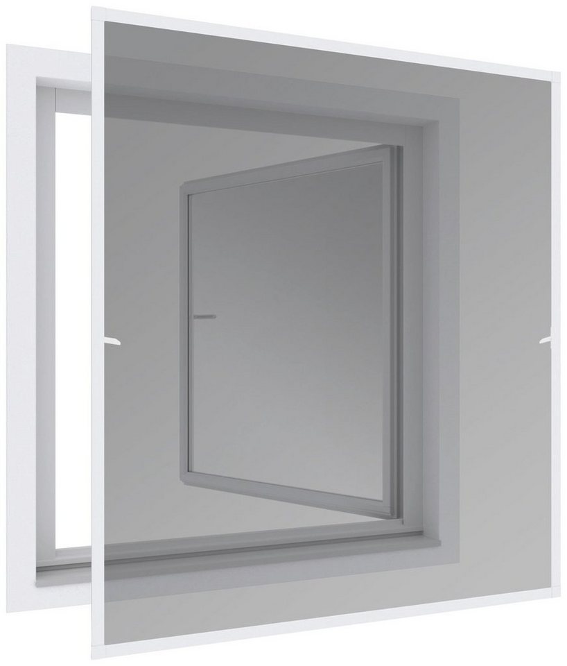 Windhager Insektenschutz-Fensterrahmen Expert, Spannrahmen für Fenster mit Alurahmen, ohne Bohren, (Packung, 1-St), Fliegengitter 140 x 150 cm, erhältlich in anthrazit oder weiß