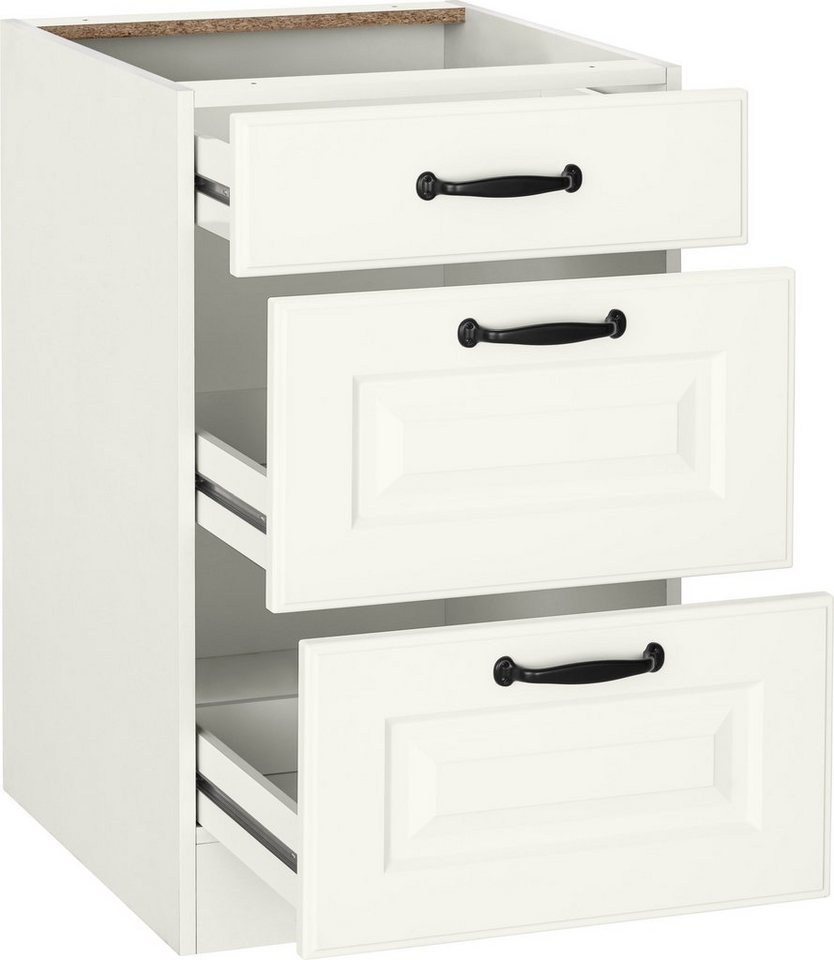 wiho Küchen Auszugsunterschrank Erla 50 cm breit mit Kassettenfront, 2 großen Auszügen, ohne Arbeitsplatte
