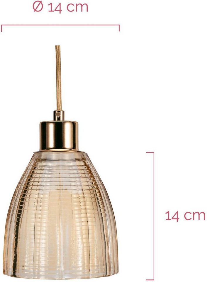 Pauleen Pendelleuchte Gleaming Gold, ohne Leuchtmittel, E27, Glas Bild 3