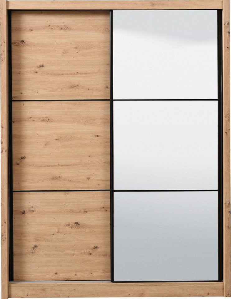 Home affaire Schwebetürenschrank Navara Kleiderschrank mit Spiegel Wäscheschrank Garderobe mit großzügiger Innenausstattung, FSC®-zertifiziert, in 3 Breiten Bild 2