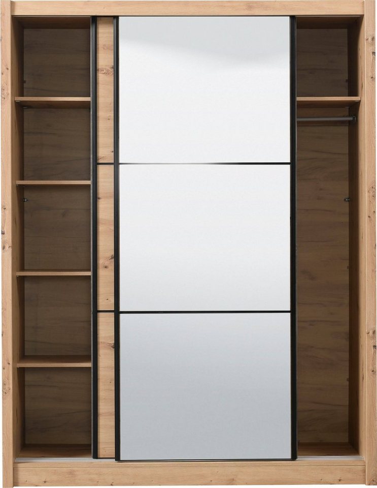 Home affaire Schwebetürenschrank Navara Kleiderschrank mit Spiegel Wäscheschrank Garderobe mit großzügiger Innenausstattung, FSC®-zertifiziert, in 3 Breiten Bild 3