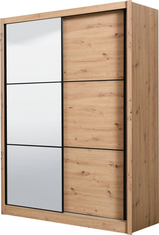 Home affaire Schwebetürenschrank Navara Kleiderschrank mit Spiegel Wäscheschrank Garderobe mit großzügiger Innenausstattung, FSC®-zertifiziert, in 3 Breiten Bild 4