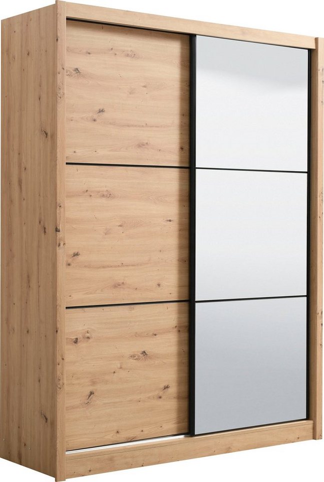 Home affaire Schwebetürenschrank Navara Kleiderschrank mit Spiegel Wäscheschrank Garderobe mit großzügiger Innenausstattung, FSC®-zertifiziert, in 3 Breiten Bild 5