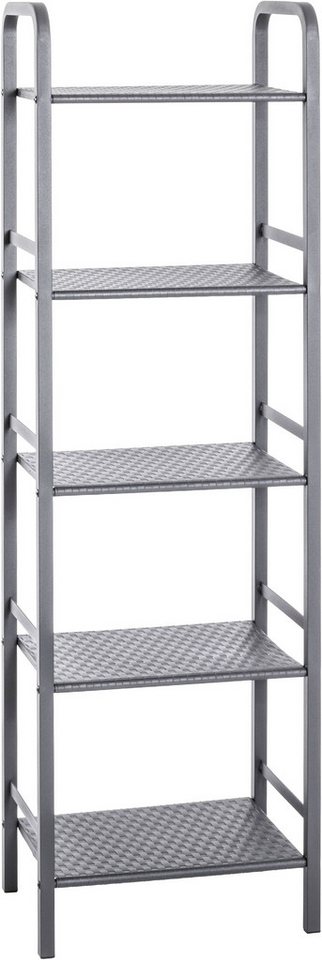 HAKU Regal Aufbewahrungsregal, Dekoregal, Standregal, rechteckig - aus Metall Grau - B/T/H 40/28/137 cm
