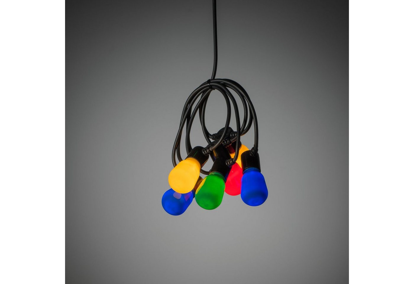 KONSTSMIDE LED-Lichterkette Ganzjahresbeleuchtung außen, 20-flammig, LED Biergartenkette, opal, 20 bunte Birnen / 40 warm weiße Dioden