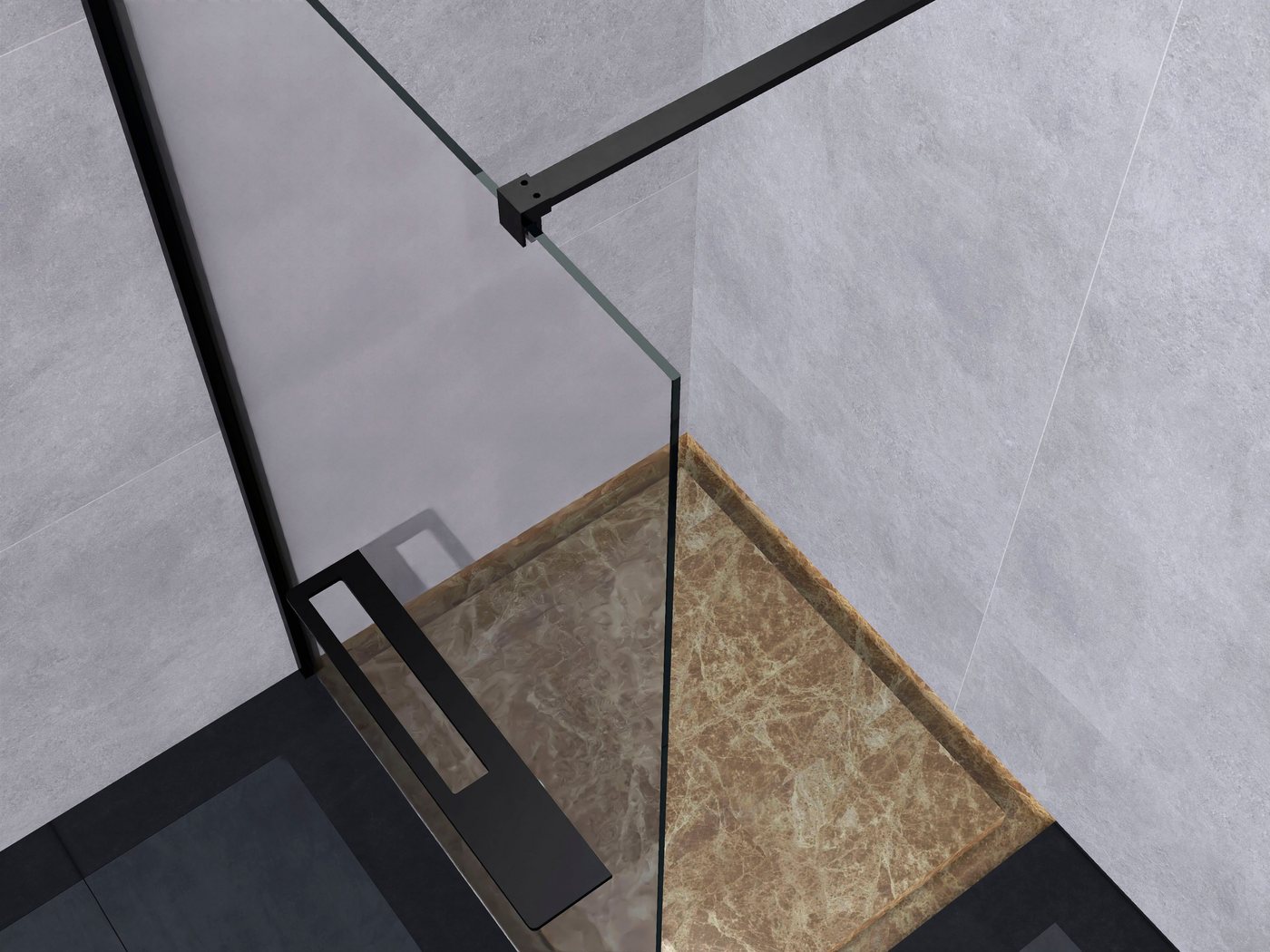 welltime Walk-in-Dusche Plus, Einscheibensicherheitsglas, Duschwand inkl. Ablage mit Handtuchhalter, mit Aluminium-Wandprofil