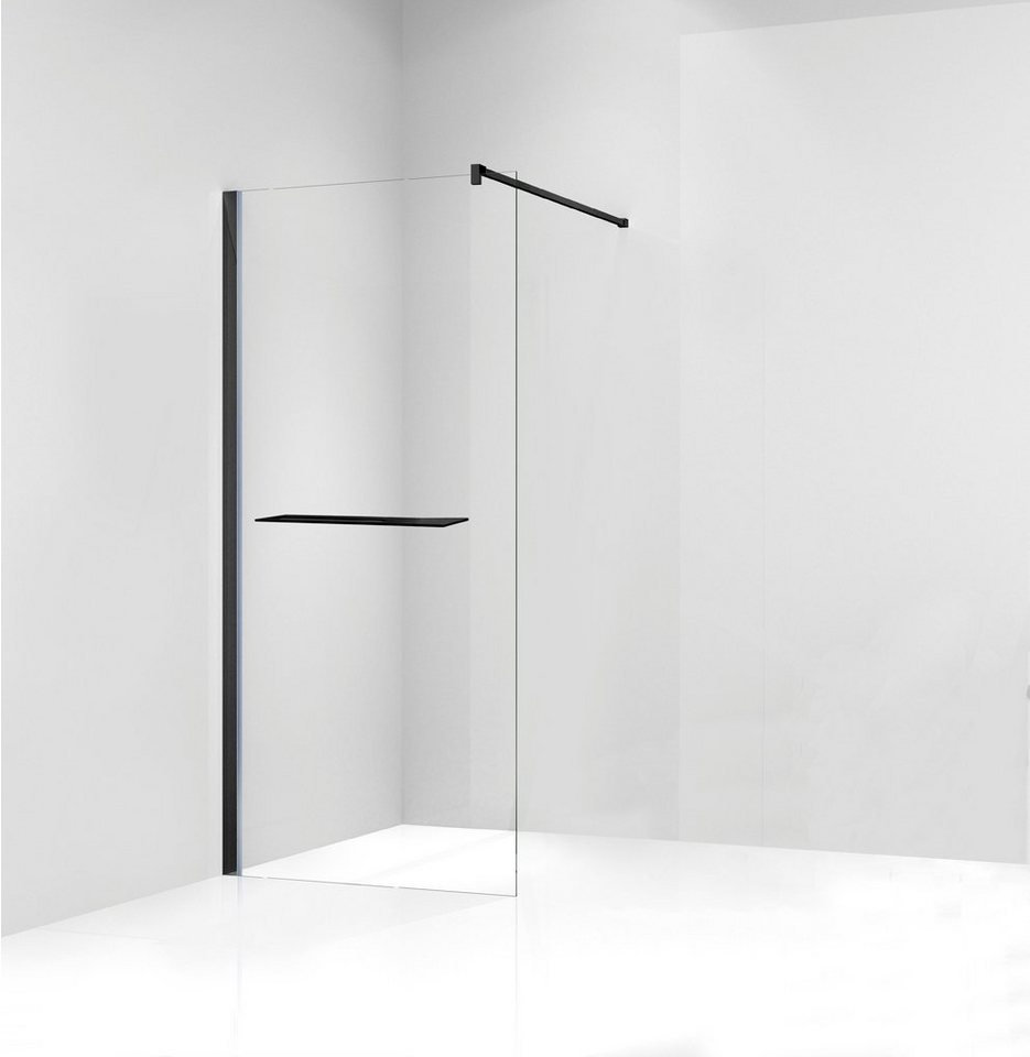 welltime Walk-in-Dusche Plus, Einscheibensicherheitsglas, Duschwand inkl. Ablage mit Handtuchhalter, mit Aluminium-Wandprofil Bild 3