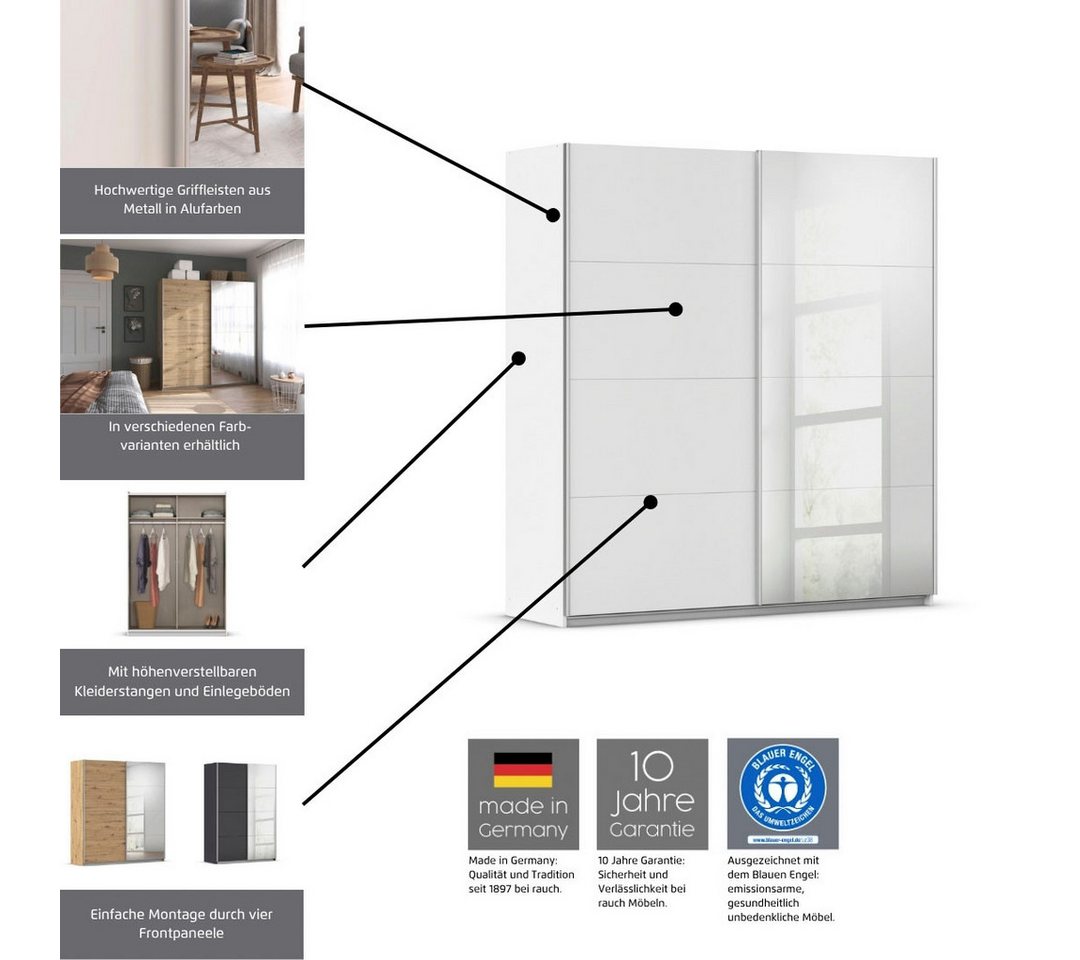 rauch Schwebetürenschrank Kleiderschrank Schrank KinderzimmerSUBITO Schlafzimmerschrank Glas- und Spiegel Breiten 136 & 181 - Höhe 197 cm Bild 2