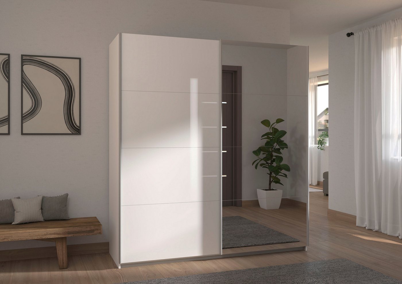 rauch Schwebetürenschrank Kleiderschrank Schrank KinderzimmerSUBITO Schlafzimmerschrank Glas- und Spiegel Breiten 136 & 181 - Höhe 197 cm Bild 5