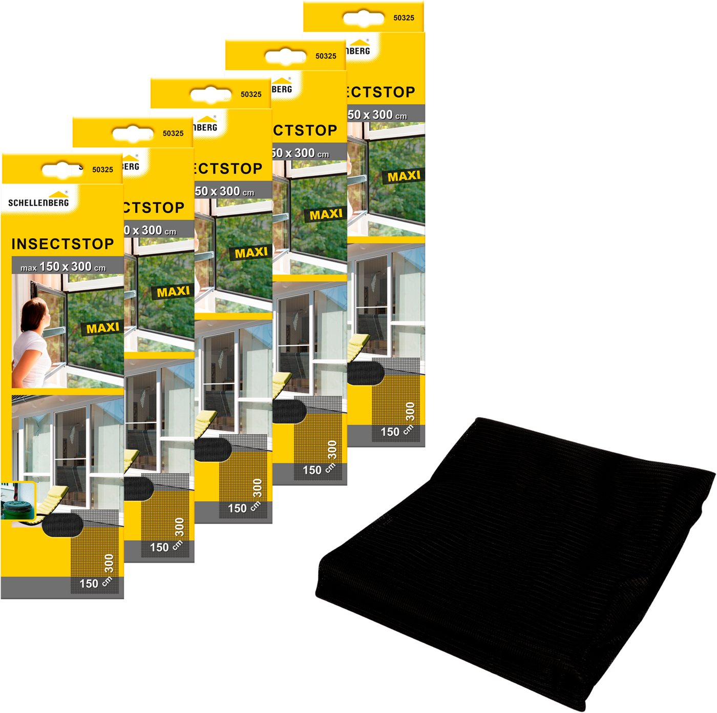 SCHELLENBERG Fliegengitter-Gewebe Maxi für große Fenster, (Packung, 5-St), Insektenschutz und Mückenschutz, 150 x 300 cm, anthrazit und weiß Bild 3