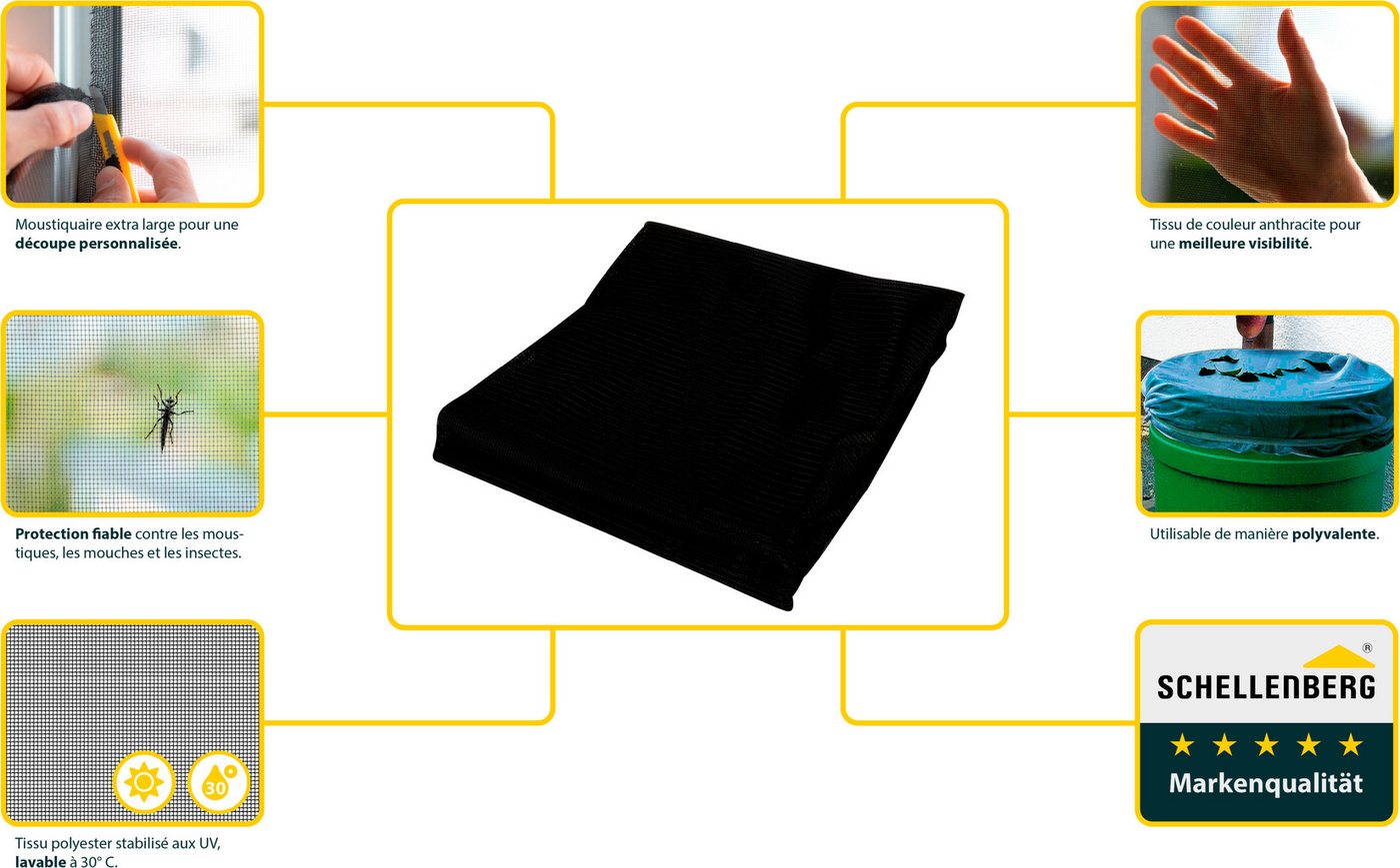 SCHELLENBERG Fliegengitter-Gewebe Maxi für große Fenster, (Packung, 5-St), Insektenschutz und Mückenschutz, 150 x 300 cm, anthrazit und weiß Bild 4