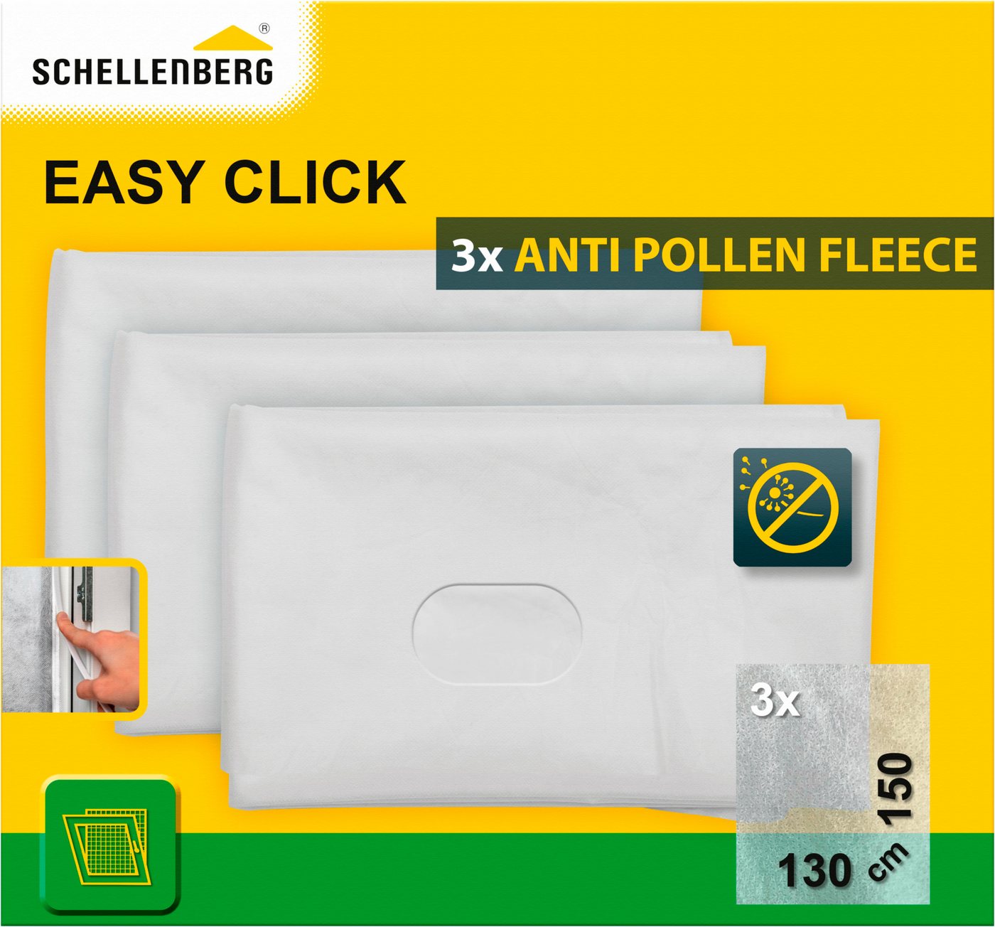 SCHELLENBERG Fliegengitter-Gewebe 3er Set Pollenschutzvlies Austauschset, (Packung, 1-St), für Fliegengitter Fenster Easy Click. 130 x 150 cm, weiß
