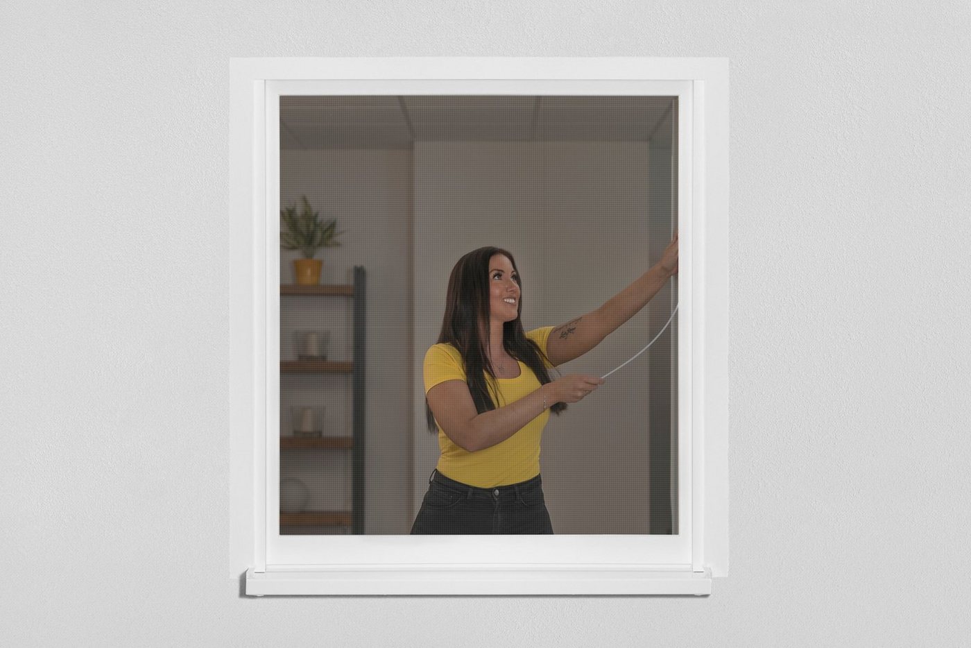 SCHELLENBERG Insektenschutz-Fensterrahmen Simply Click Plus mit Pollenschutzgewebe für Fenster, (Set, 1-St), Fliegengitter zum einklicken ohne bohren, 130 x 150 cm, anthrazit Bild 2