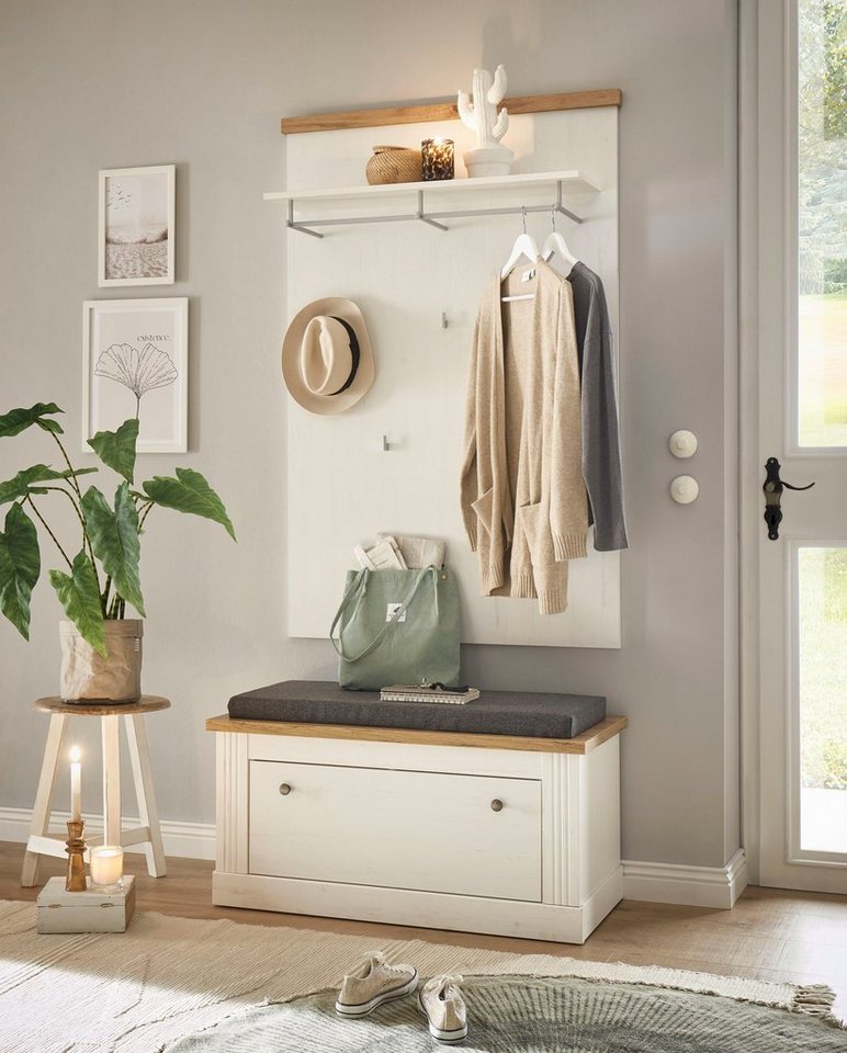 OTTO home Garderobenpaneel Westminster, Wandregal im Landhausstil Flurgarderobe Garderobe Paneel, mit Ablage, Haken & Kleiderstange aus Metall, in 2 Farben erhältlich Bild 5