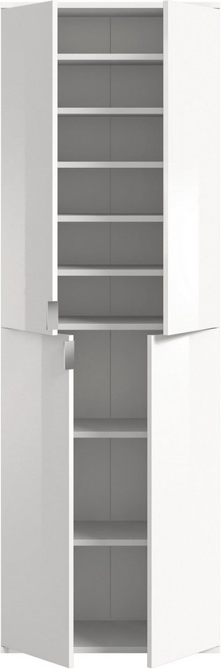 Home affaire Garderobenschrank TRONDHEIM, Höhe 193 cm, 4 Türen, 9 Fächer, 7 Einlegeböden (inkl. ausziehbarer Kleiderstange, in verschiedenen Farben erhältlich) Schrank, Hochschramk, Mehrzweckschrank, Universalschrank, Flur, Diele Bild 2