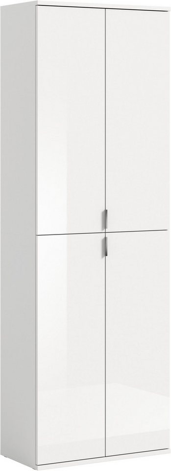 Home affaire Garderobenschrank TRONDHEIM, Höhe 193 cm, 4 Türen, 9 Fächer, 7 Einlegeböden (inkl. ausziehbarer Kleiderstange, in verschiedenen Farben erhältlich) Schrank, Hochschramk, Mehrzweckschrank, Universalschrank, Flur, Diele Bild 3