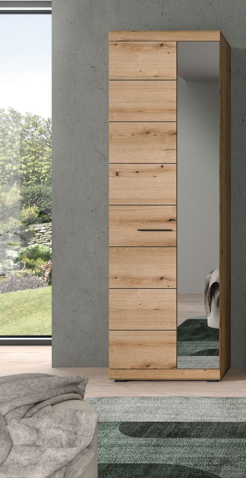 Home affaire Garderobenschrank SIENA, Höhe 197cm, 2 Türen, 4 Einlegeböden, ausziehbare Kleiderstange (1-St., hochwertige Rillenfräsung in MDF Front) Stauraumschrank, Flurschrank, Dielenschrank Bild 4