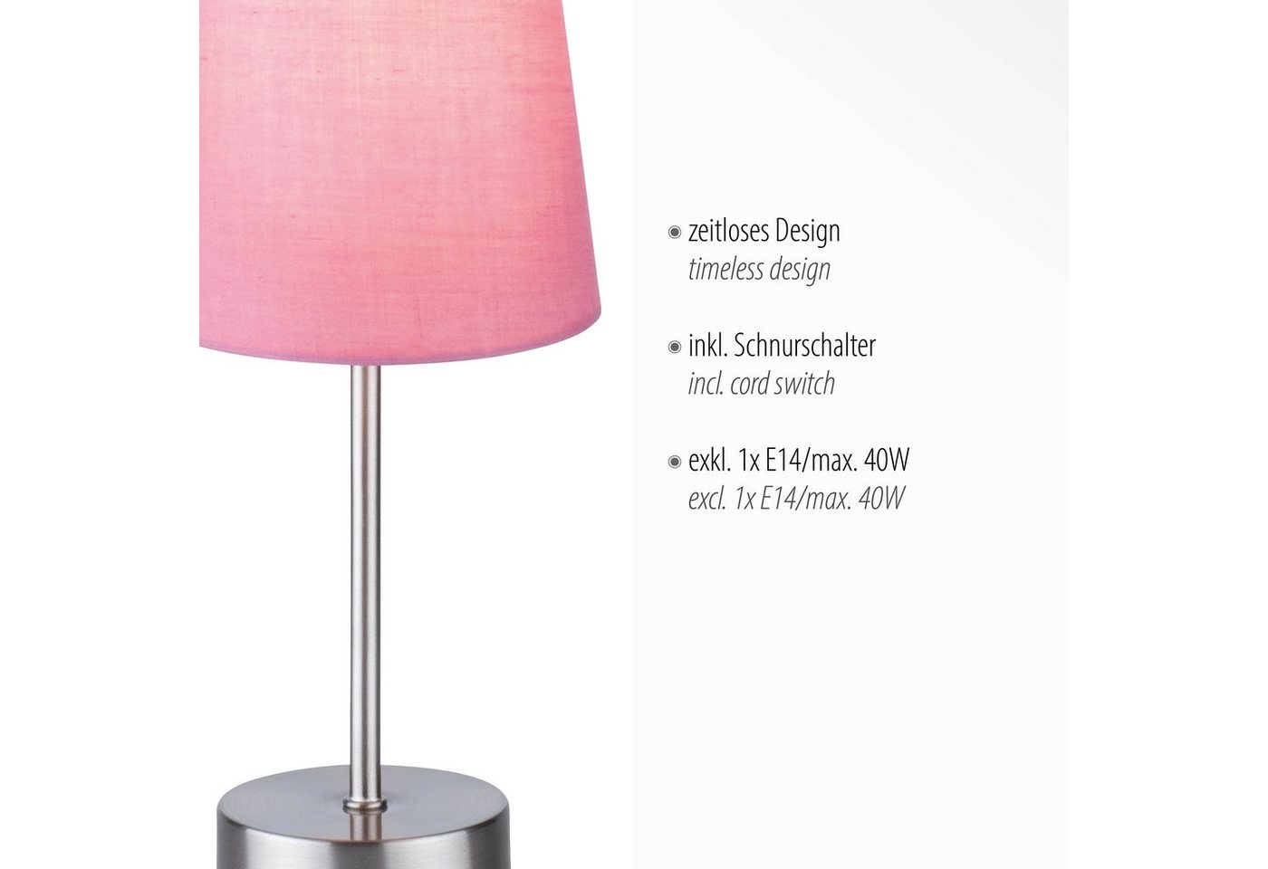 JUST LIGHT Tischleuchte HEINRICH, ohne Leuchtmittel, ExklusiveE14, Schalter, Schnurschalter Bild 5