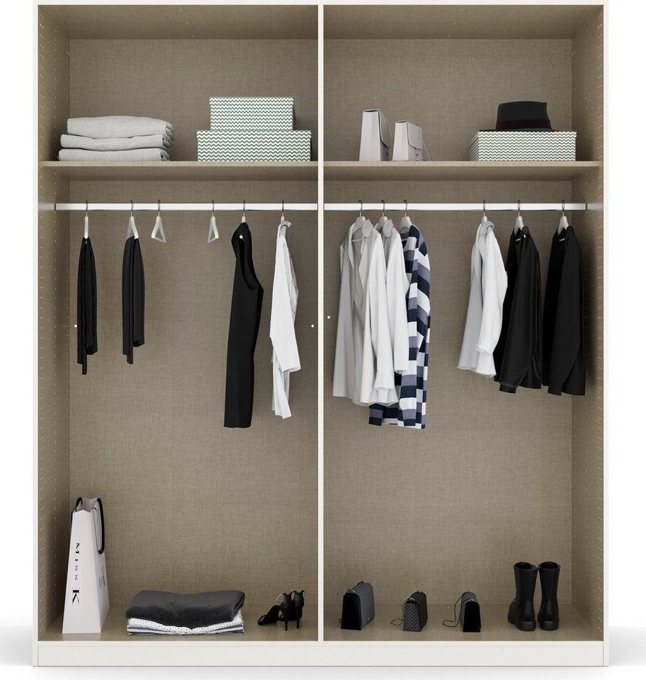 rauch Drehtürenschrank Kleiderschrank Schrank Garderobe Ankleide MODERN BY QUADRA SPIN (Breiten: 181/226/271 cm, Höhe 210 cm) mit hochwertiger Glasfront und Stangengriff MADE IN GERMANY Bild 2