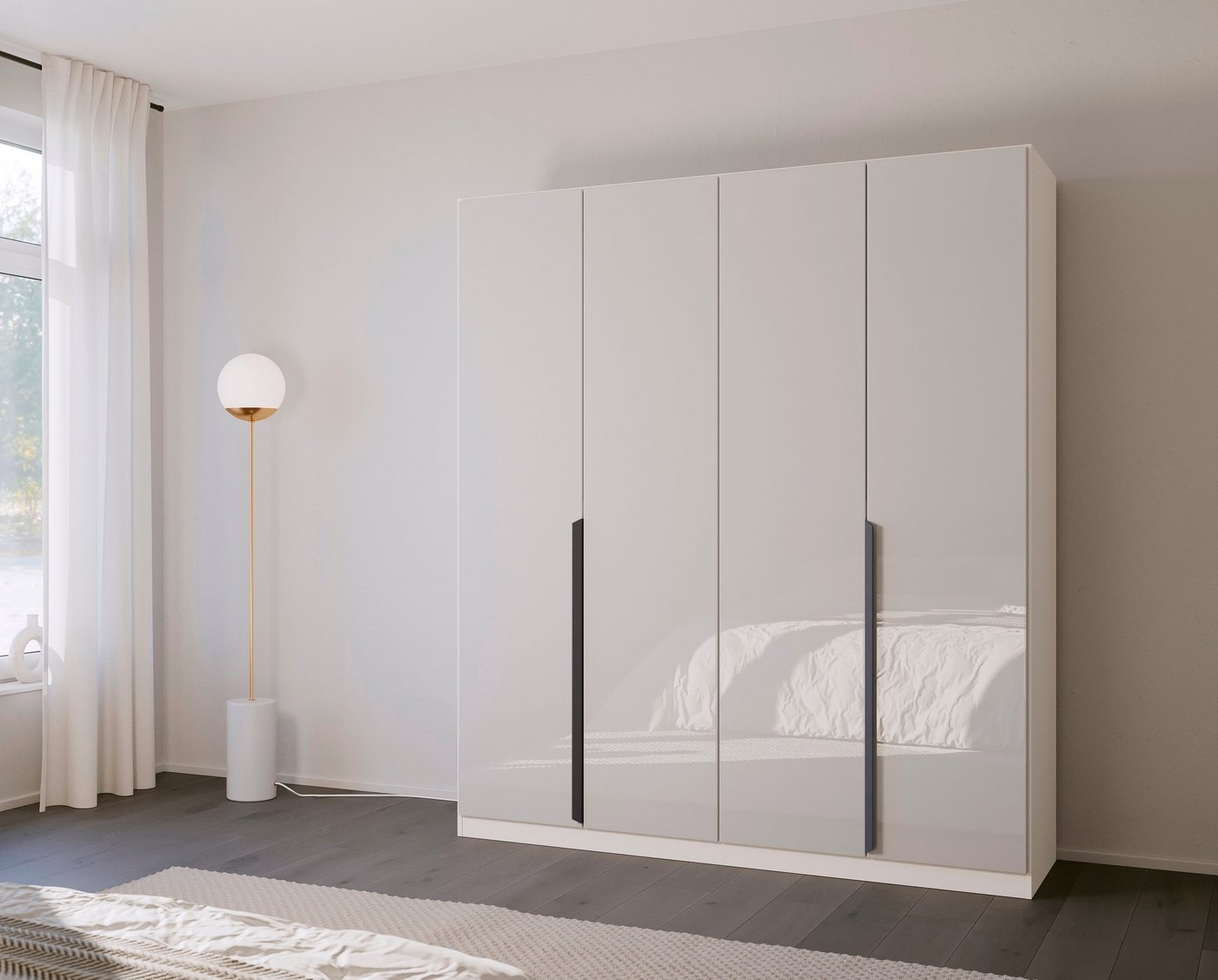 rauch Drehtürenschrank Kleiderschrank Schrank Garderobe Ankleide MODERN BY QUADRA SPIN (Breiten: 181/226/271 cm, Höhe 210 cm) mit hochwertiger Glasfront und Stangengriff MADE IN GERMANY Bild 5