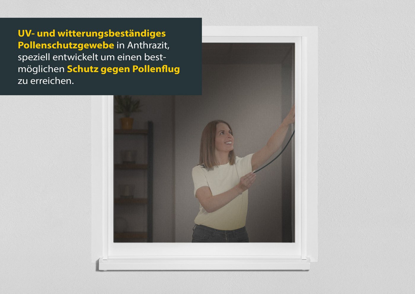 SCHELLENBERG Fliegengitter-Gewebe mit Pollenschutz für Fenster, (Set, 5-St), Insektenschutz, einfache Klebe-Montage, 130 x 150 cm, anthrazit