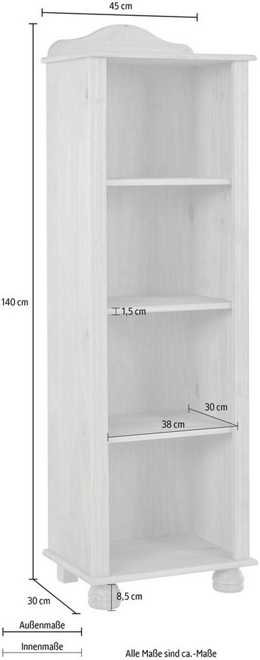 OTTO home Bücherregal Mette, Mit 3 Einlegeböden, Höhe 140 cm Bild 3