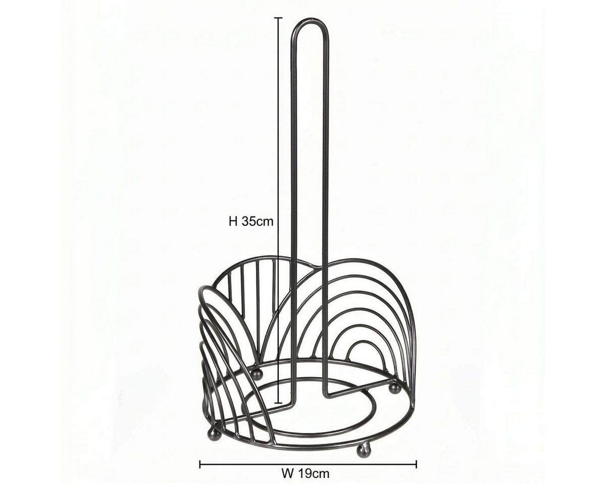 Ambiente Haus Küchenrollenhalter Küchenrollenständer in schwarz (H) 35cm, (1-St), Papiertuchhalter