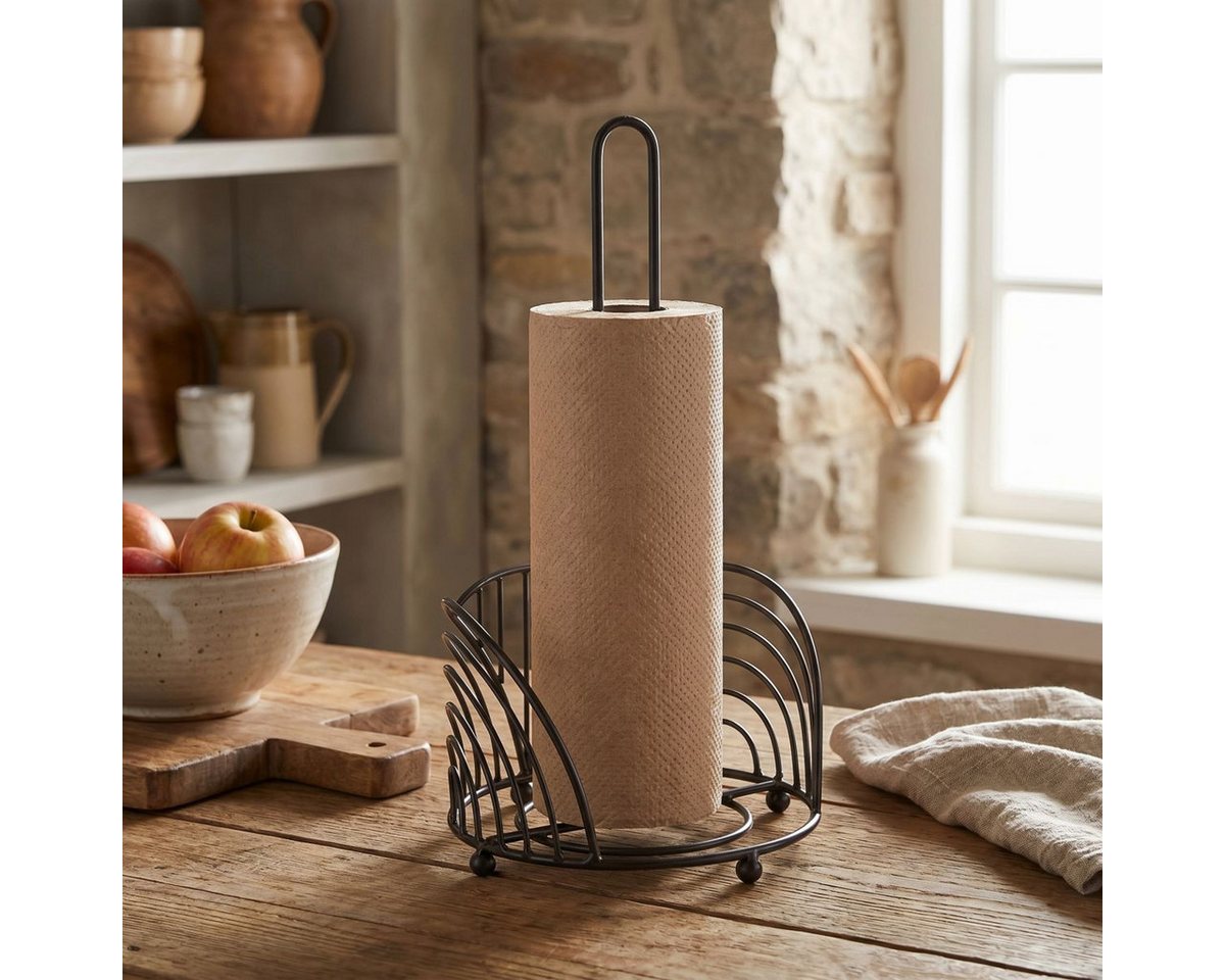 Ambiente Haus Küchenrollenhalter Küchenrollenständer in schwarz (H) 35cm, (1-St), Papiertuchhalter Bild 2