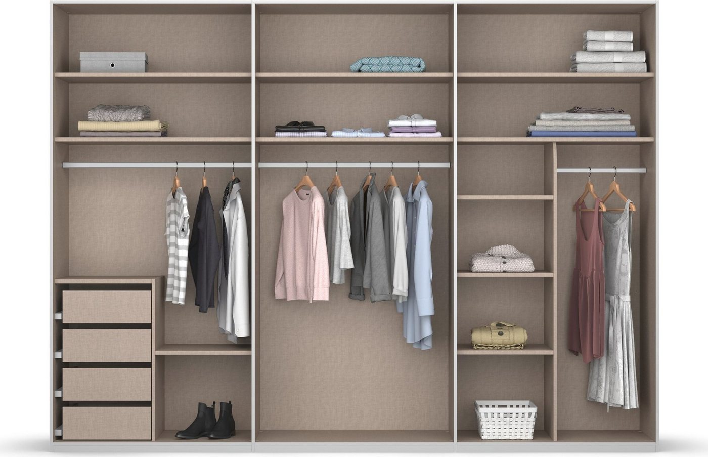 rauch Drehtürenschrank Kleiderschrank Schrank Garderobe Wäscheschrank SKAT MERIDIAN Glasfront (Breiten 151/201/251/301, Höhen 223/235 cm, inkl. SOFT-CLOSE-FUNKTION) mit Schubladeneinsatz, Wäscheeinteilung, Innenspiegel MADE IN GERMANY Bild 4