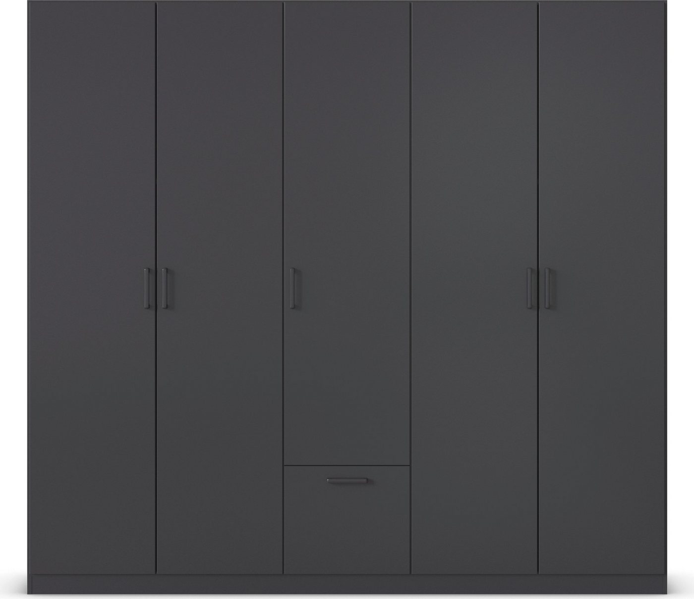 rauch Drehtürenschrank Kleiderschrank Schrank Garderobe Wäscheschrank BARI mit Schubasten mittig, moderner Griff in Graumetallic MADE IN GERMANY