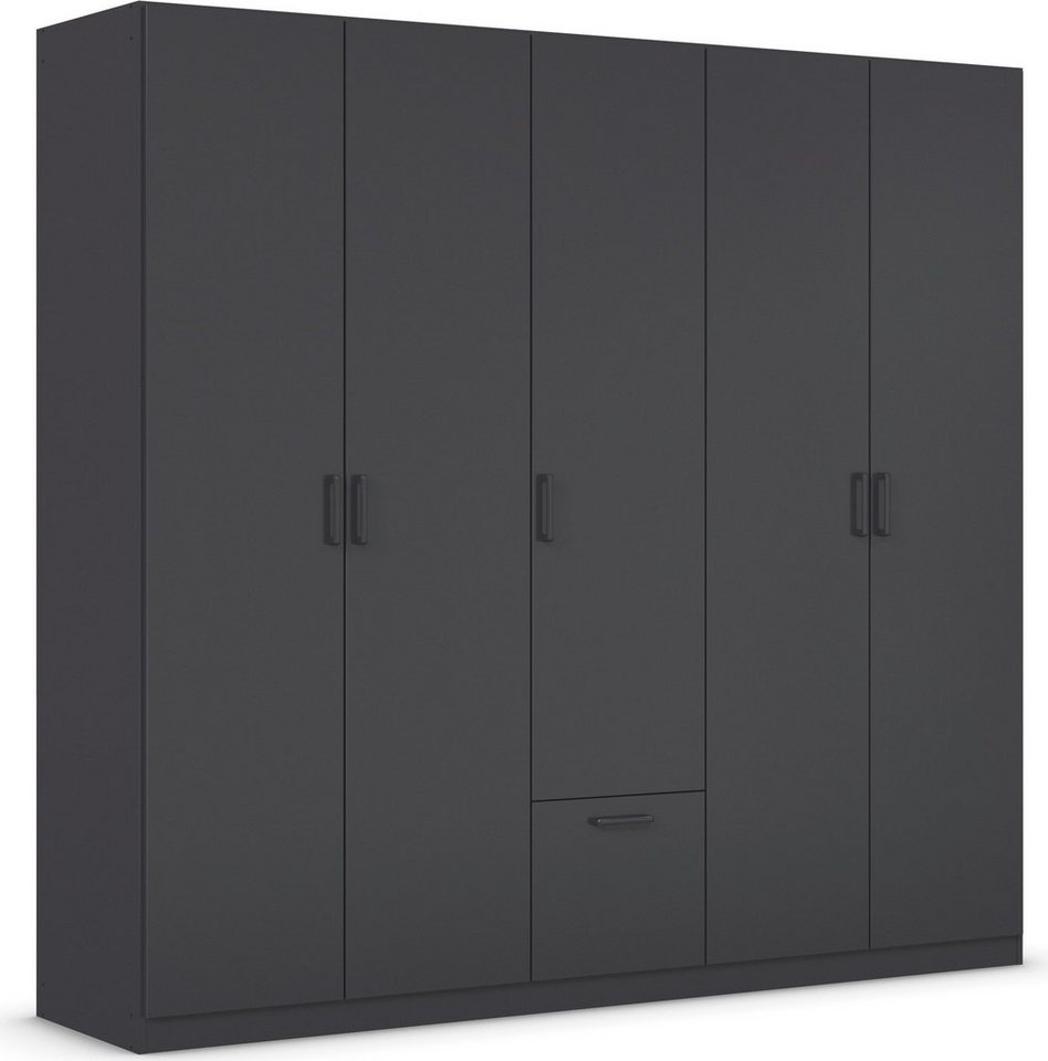 rauch Drehtürenschrank Kleiderschrank Schrank Garderobe Wäscheschrank BARI mit Schubasten mittig, moderner Griff in Graumetallic MADE IN GERMANY Bild 2