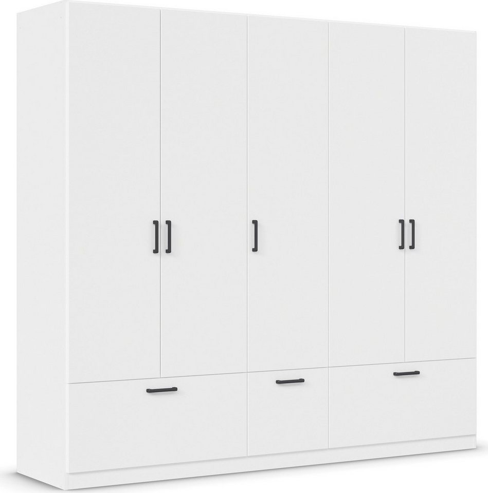 rauch Drehtürenschrank Kleiderschrank Schrank Garderobe Wäscheschrank BARI mit Schubkästen und modernem Griff in Graumetallic MADE IN GERMANY Bild 2