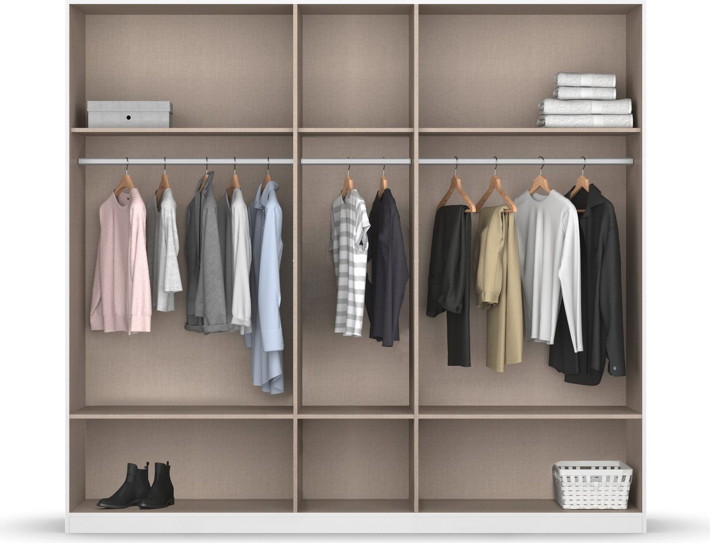 rauch Drehtürenschrank Kleiderschrank Schrank Garderobe Wäscheschrank BARI mit Schubkästen und modernem Griff in Graumetallic MADE IN GERMANY Bild 3