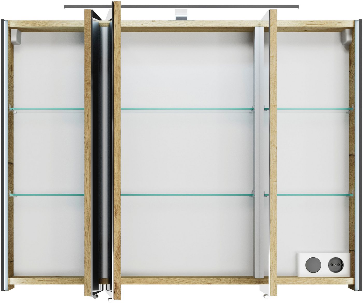 Saphir Spiegelschrank Serie 7045 Badezimmer-Spiegelschrank inkl. LED-Beleuchtung, 3 Türen Badschrank 93,2 cm breit, inkl. LEDplus Schalter und Türdämpfer