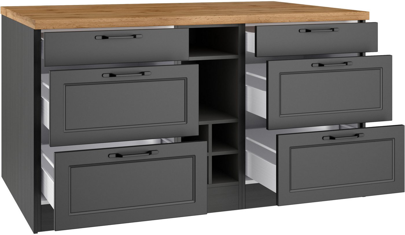 KOCHSTATION Kücheninsel KS-Lana, Breite 153 cm, MDF-Fronten, Arbeitsplatte 38mm stark