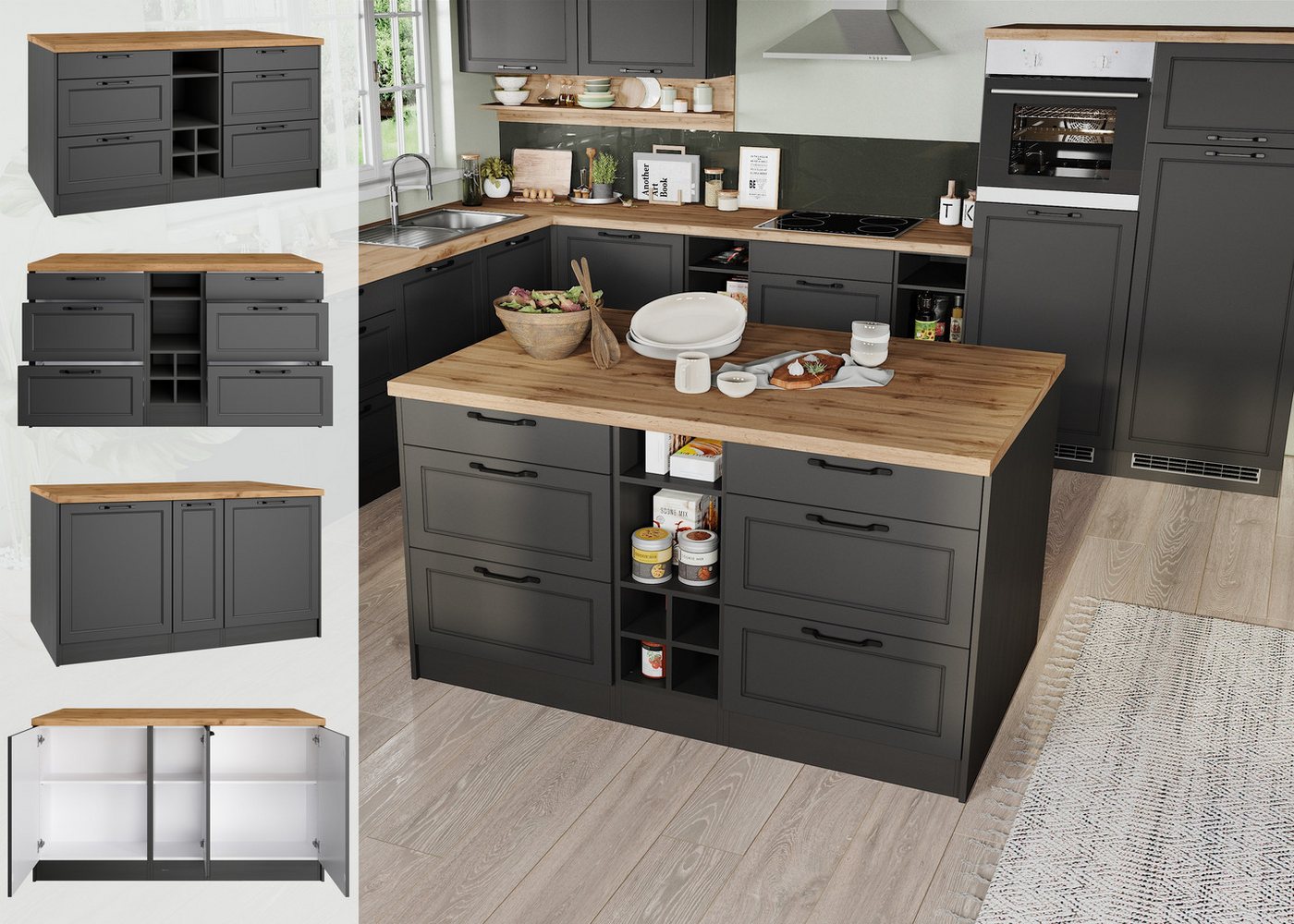 KOCHSTATION Kücheninsel KS-Lana, Breite 153 cm, MDF-Fronten, Arbeitsplatte 38mm stark Bild 3