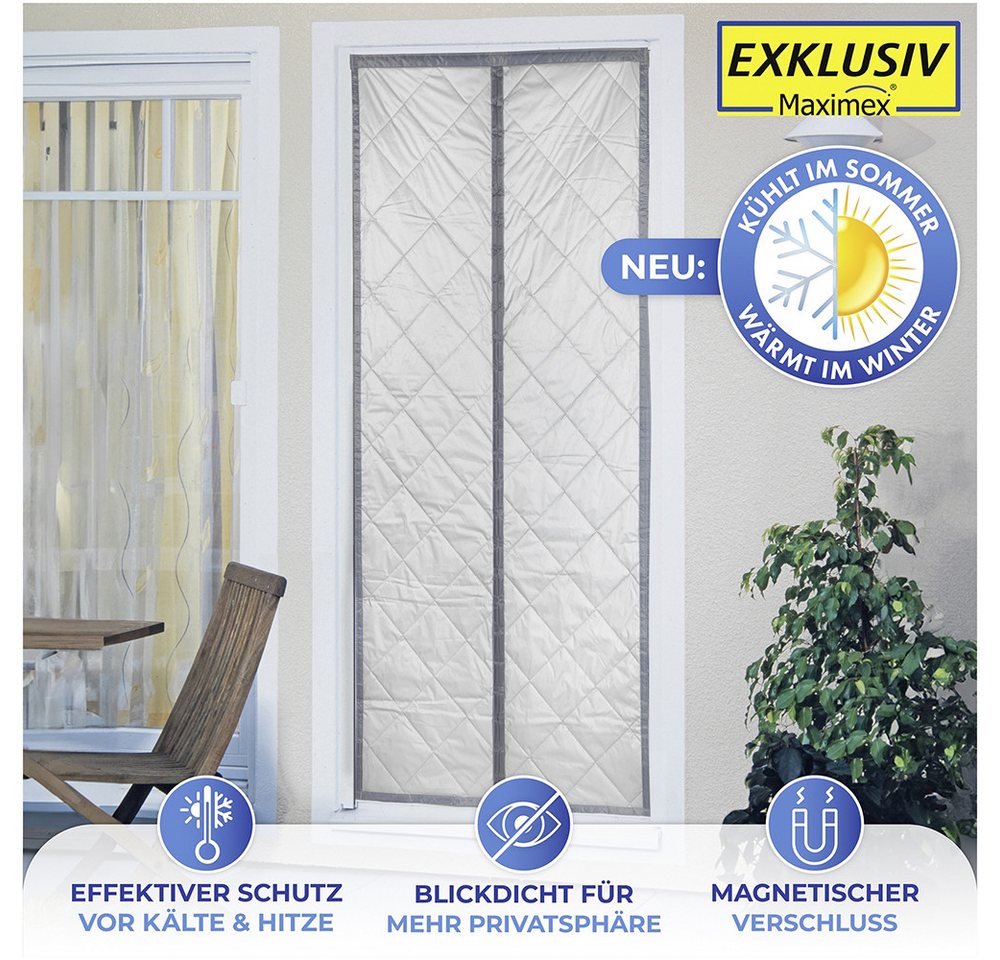 Maximex Türvorhang Wärmeschutz 2in1 (1 St), Klettband, verdunkelnd, Polyester, 80x200 cm, Thermo-Vorhang, reflektierende Außenseite, blickdicht Bild 4