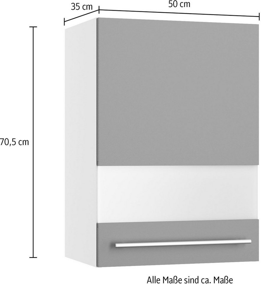 KOCHSTATION Hängeschrank KS-Bern2 Breite 50 cm, 1 Tür, 2 Einlegeböden, Front mit Milchglas-Einsatz Bild 5