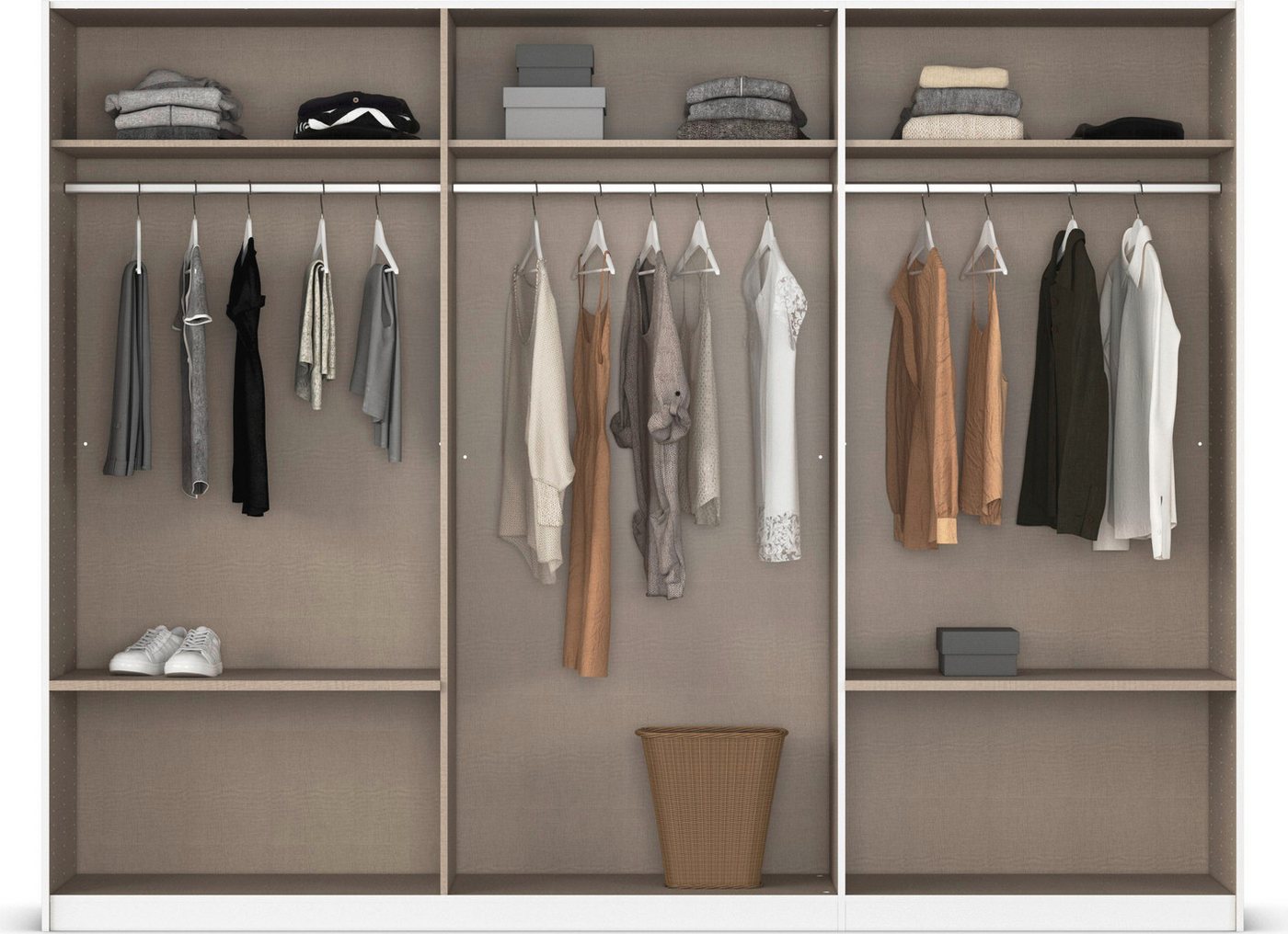 rauch Schwebetürenschrank Kleiderschrank Schrank Garderobe Wäscheschrank ELARA mit Spiegel praktische Schubladen optional farblich abgesetzt MADE IN GERMANY Bild 3