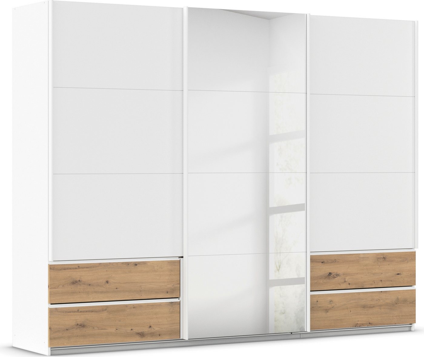 rauch Schwebetürenschrank Kleiderschrank Schrank Garderobe Wäscheschrank ELARA mit Spiegel praktische Schubladen optional farblich abgesetzt MADE IN GERMANY Bild 4