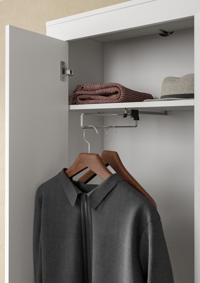 OTTO home Garderobenschrank AOSTA, Höhe 191cm, 2 Türen, 1 Boden, 1 Kleiderstange (1-St., in verschiedenen Farbausführungen erhältlich, individuell kombinierbar) Flurschrank, Kleiderschrank, Hochschrank, Garderobe, Flur, Schrank Bild 2