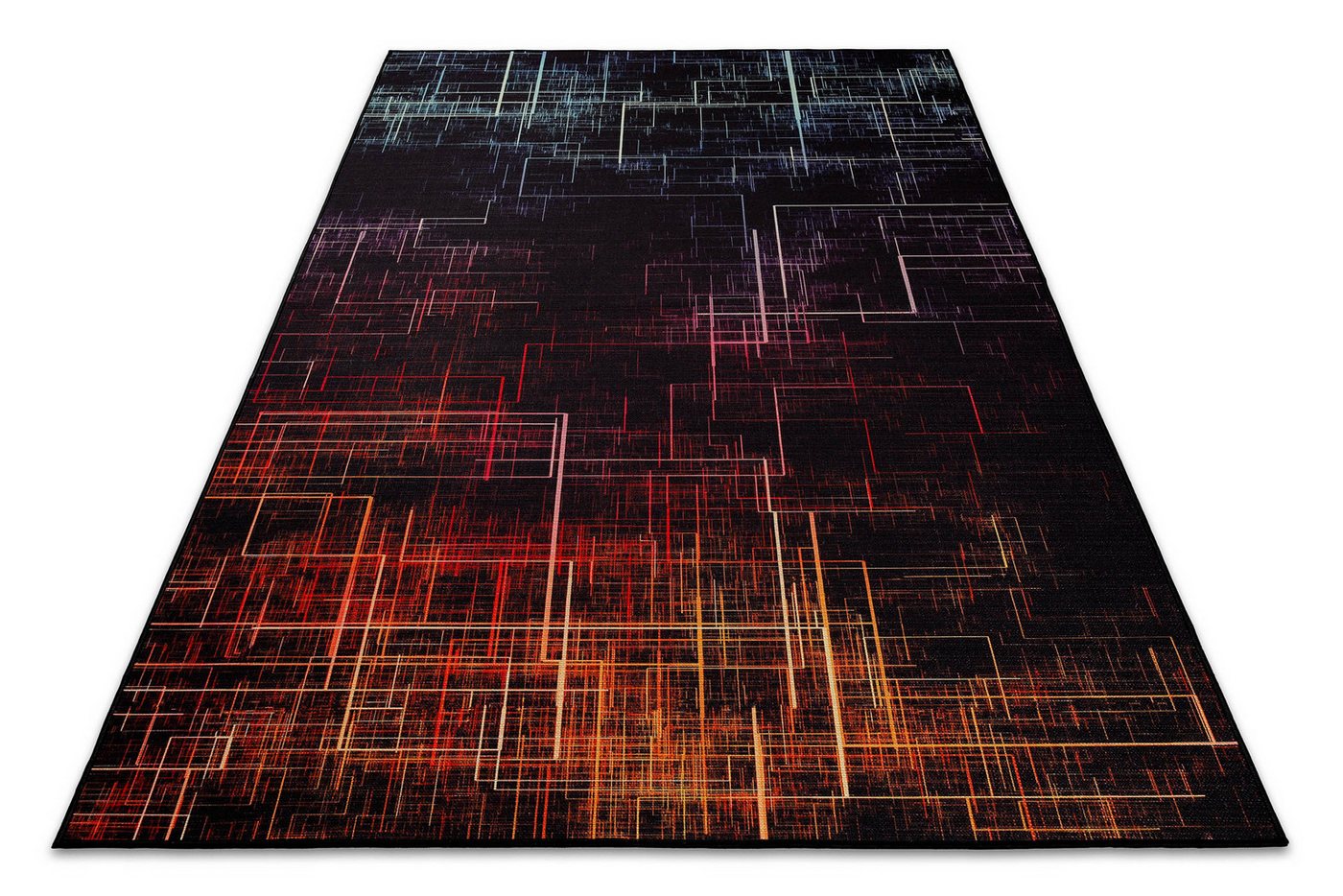 Wecon home Teppich Quantum Warp, rechteckig, Höhe: 5 mm, Gamer Teppich, gewebt, geometrisch, robust, Gaming Room, rutschfest