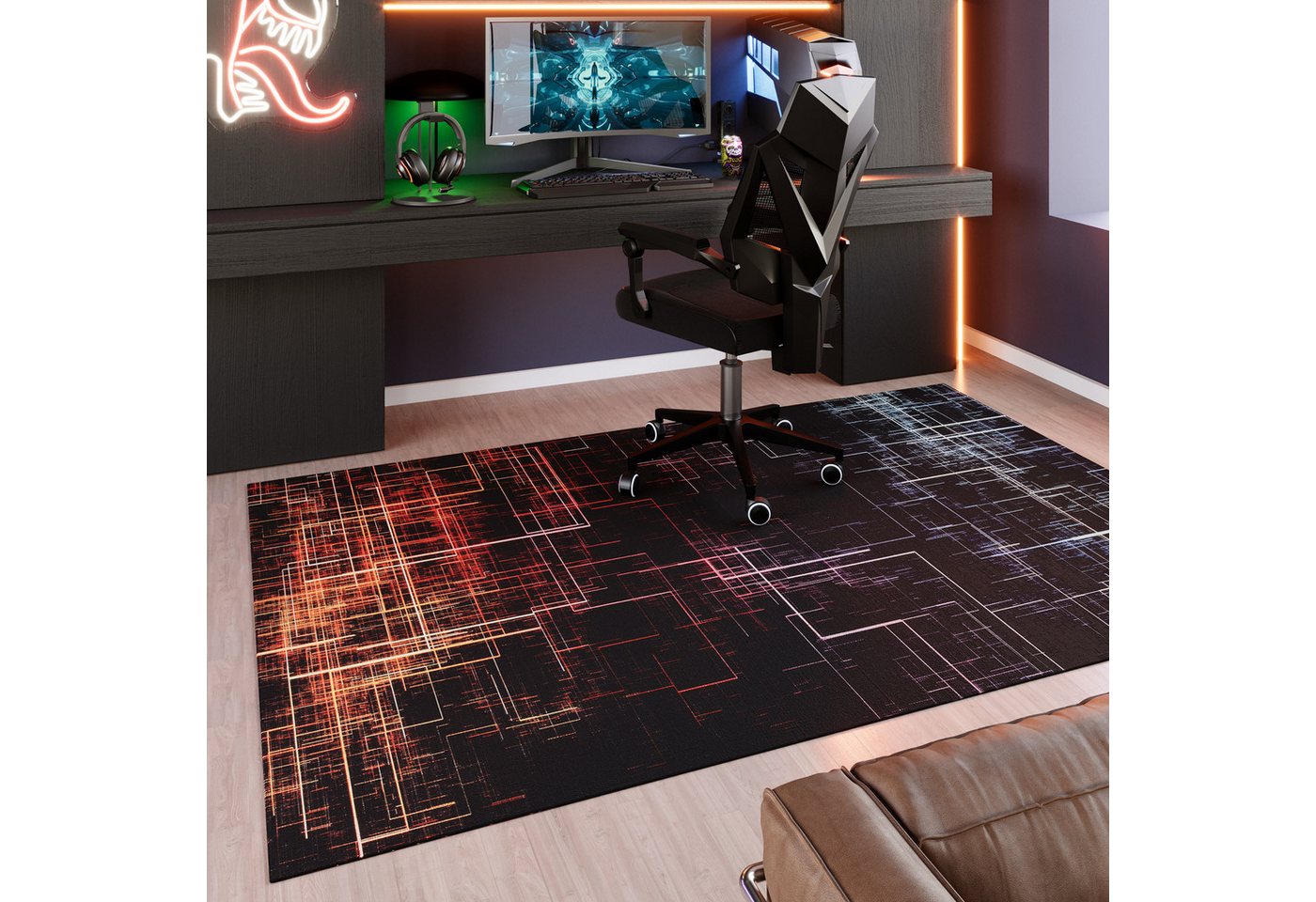Wecon home Teppich Quantum Warp, rechteckig, Höhe: 5 mm, Gamer Teppich, gewebt, geometrisch, robust, Gaming Room, rutschfest Bild 3