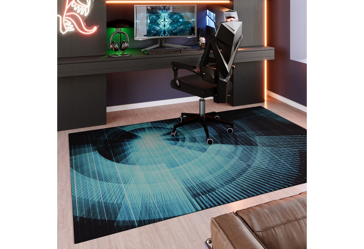 Wecon home Teppich Cyber Swirl, rechteckig, Höhe: 5 mm, Gamer Teppich, gewebt, Cyberpunk, robust, Gaming Room, rutschfest Bild 2