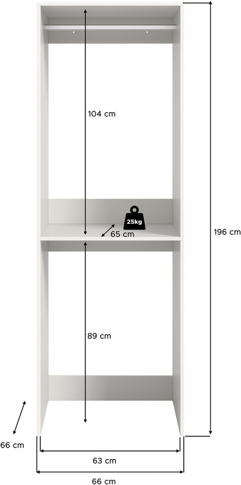 welltime Waschmaschinenumbauschrank FALAS, Höhe 195 cm, 1 Ablageboden, 1 Kleiderstange (1-St., in verschiedenen Farben erhältlich, für Waschmaschine & Trockner) Waschmaschine, Trockner, Waschmaschinenschrank, Umbauschrank, Wäsche Bild 5