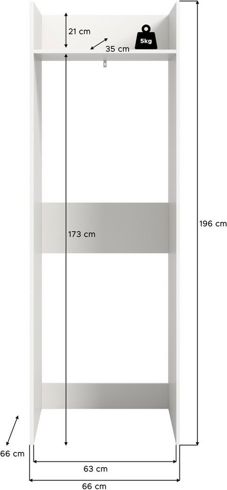 welltime Waschmaschinenumbauschrank FALAS, Höhe 195 cm, 1 Boden, für Waschmaschine &Trockner (1-St., in verschiedenen Farben erhältlich) Waschmaschine, Trockner, Waschmaschinenschrank, Umbauschrank, Wäsche Bild 2