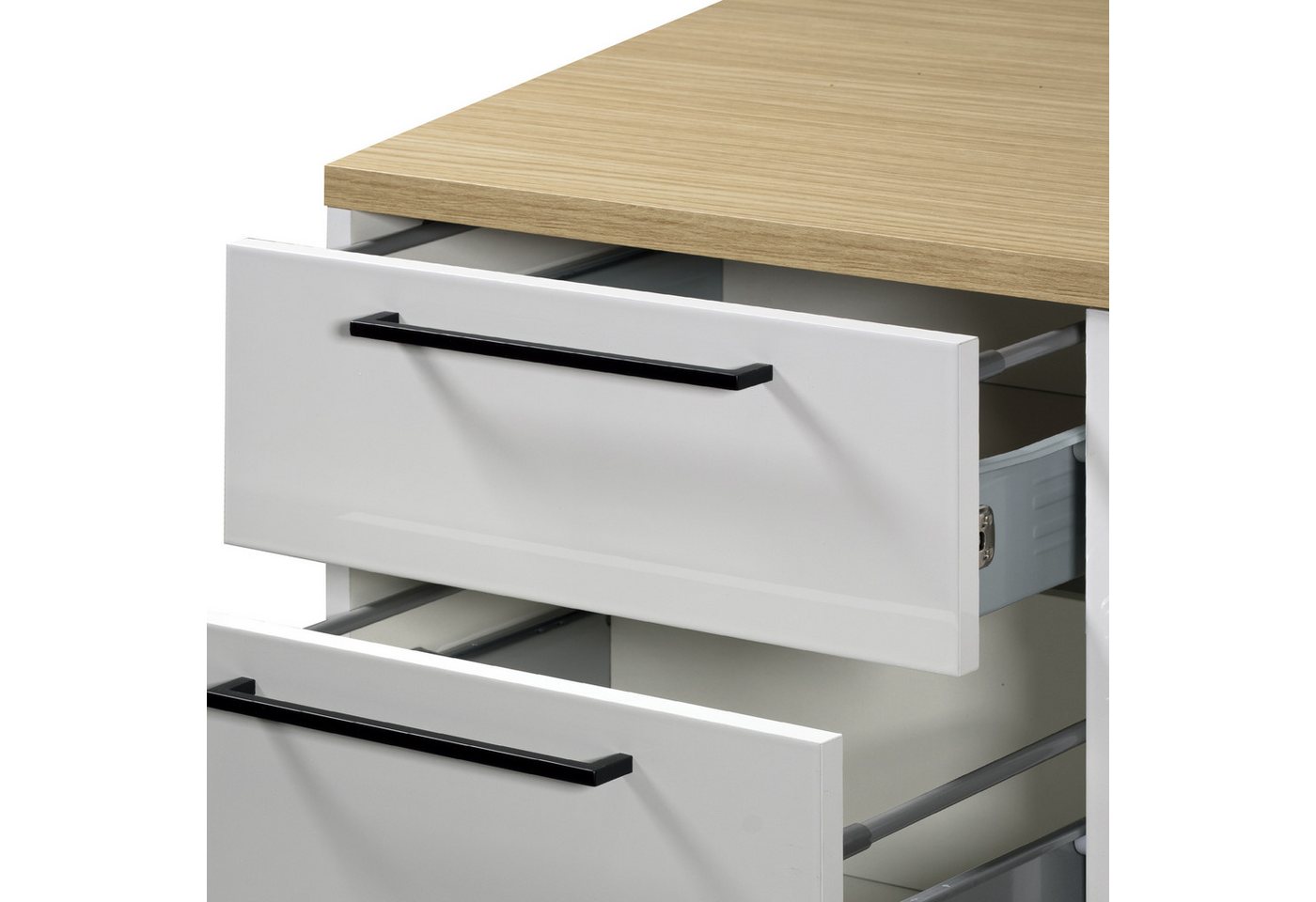 KOCHSTATION Unterschrank Luna, Küchenunterschrank, Unterschrank mit Schubladen, Made in Italy B/T/H: 60 × 60 × 85 cm, mit 3 Schubkästen, 3,5 cm starke Oberplatte Bild 4